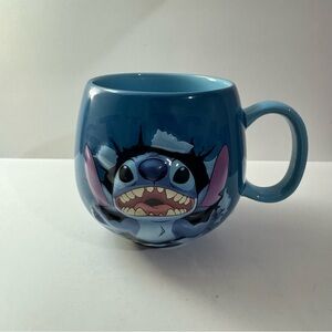Disney Lilo & Stitch Mug 3D Embossed Stitch Ceramic Coffee Cup Blue 18oz